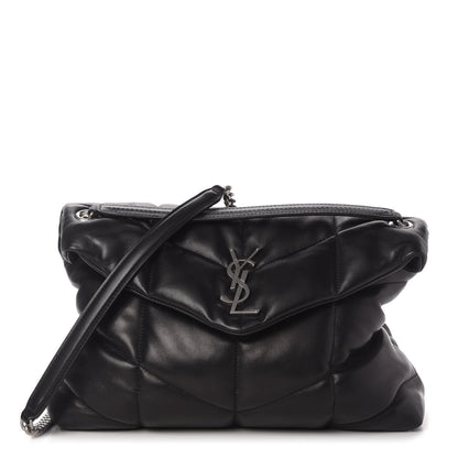 Saint Laurent Lambskin Quilted Medium Loulou Puffer Monogram Chain Satchel Black 1 of 10