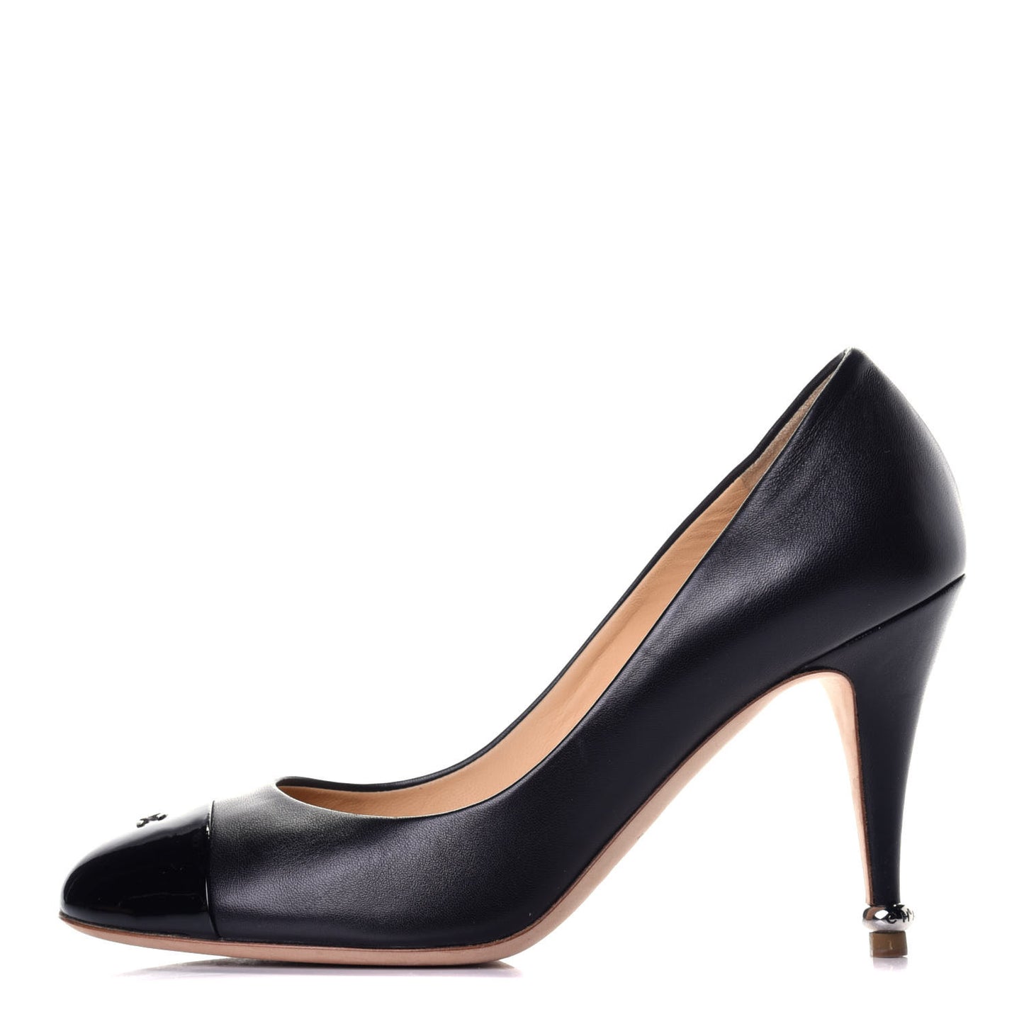 Lambskin Patent Cap Toe CC Pumps 39.5 Black