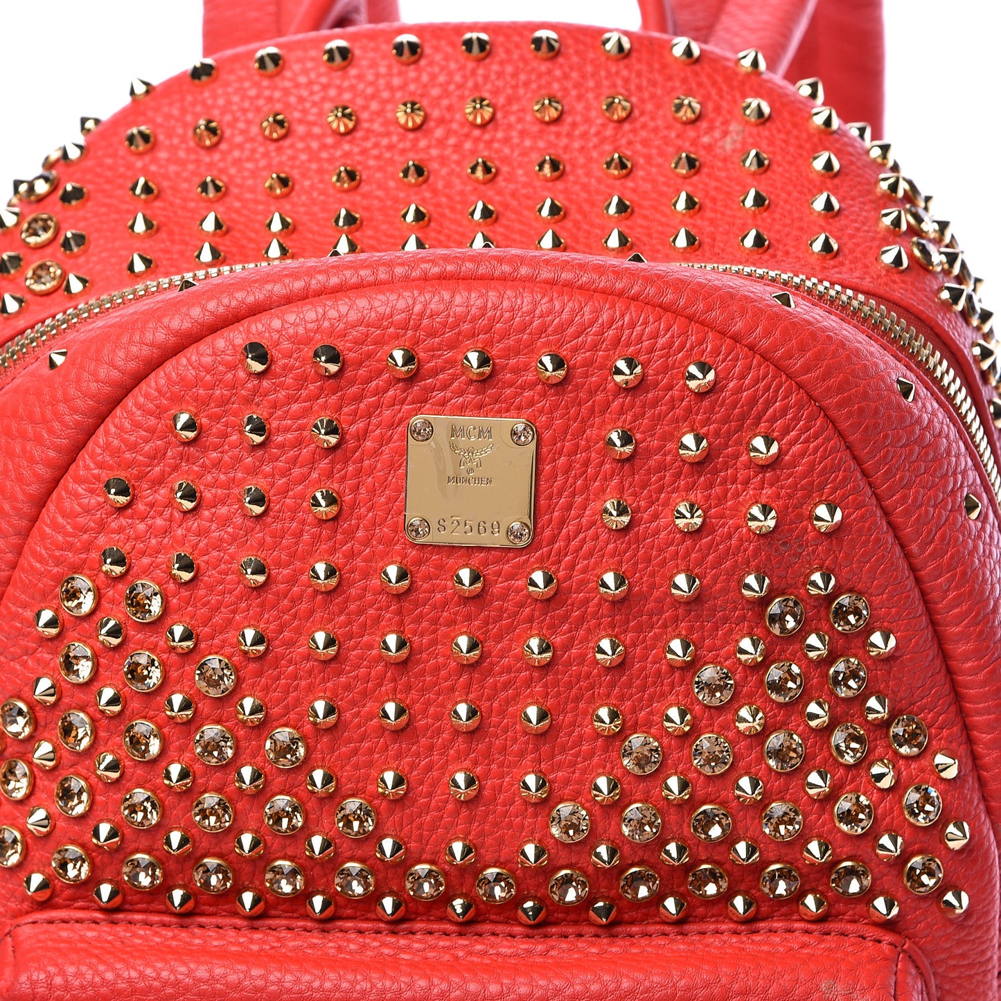 Calfskin Swarovski Small Stark Diamond Backpack Red