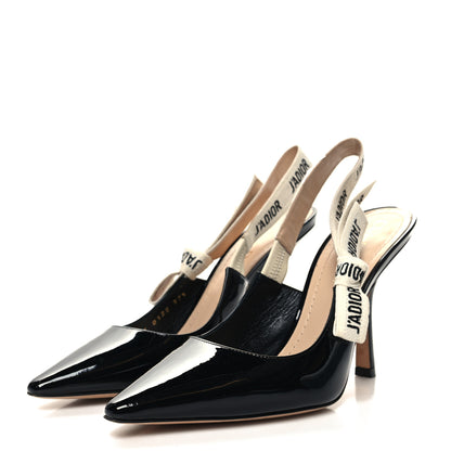 Christian Dior Patent Ribbon J'Adior Slingback 100mm Pumps 37.5 Black 3 of 9