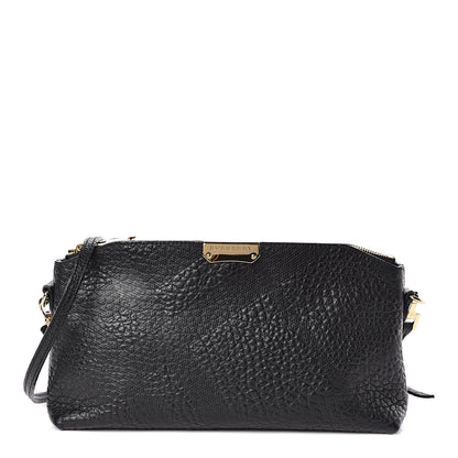 Burberry Signature Grain Calfskin Check Embossed Small Chichester Crossbody Clutch Bag Black 1 of 11