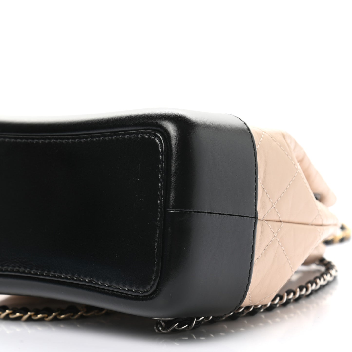 Aged Calfskin Quilted Small Gabrielle Backpack Beige Black