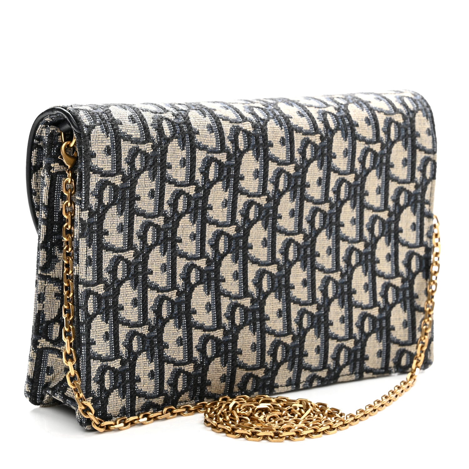 Christian Dior Oblique Saddle Chain Pouch Blue 3 of 10