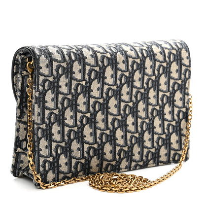 Christian Dior Oblique Saddle Chain Pouch Blue 3 of 10
