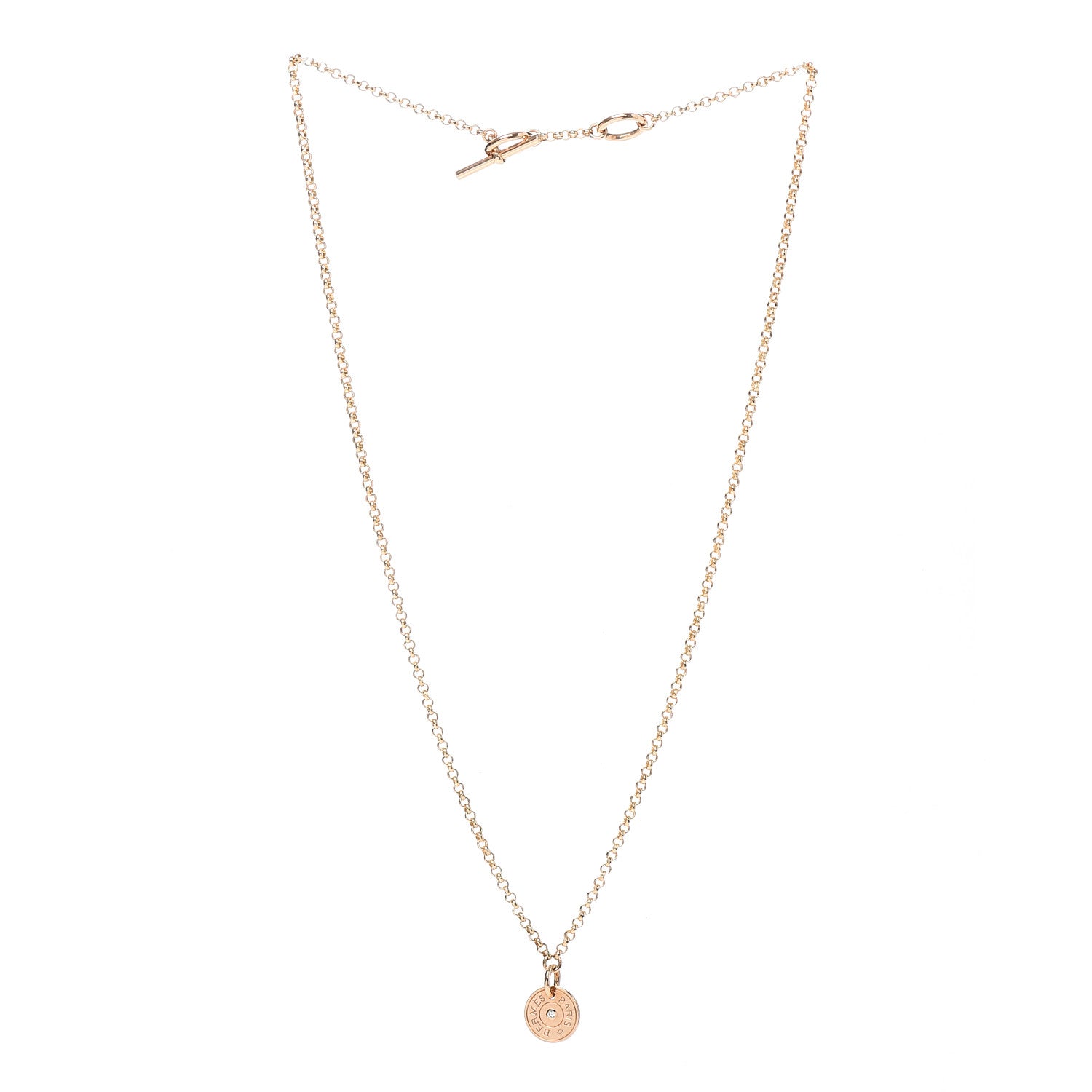 Hermes 18K Rose Gold Diamond Gambade Clou de Selle Necklace 3 of 6