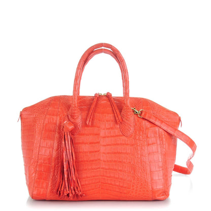 Nancy Gonzalez Crocodile Medium Satchel Coral 1 of 7