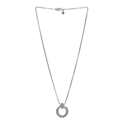 David Yurman DAVID YURMAN Sterling Silver 18K Yellow Gold Diamond Small Cable Classics Pendant Necklace 3 of 4
