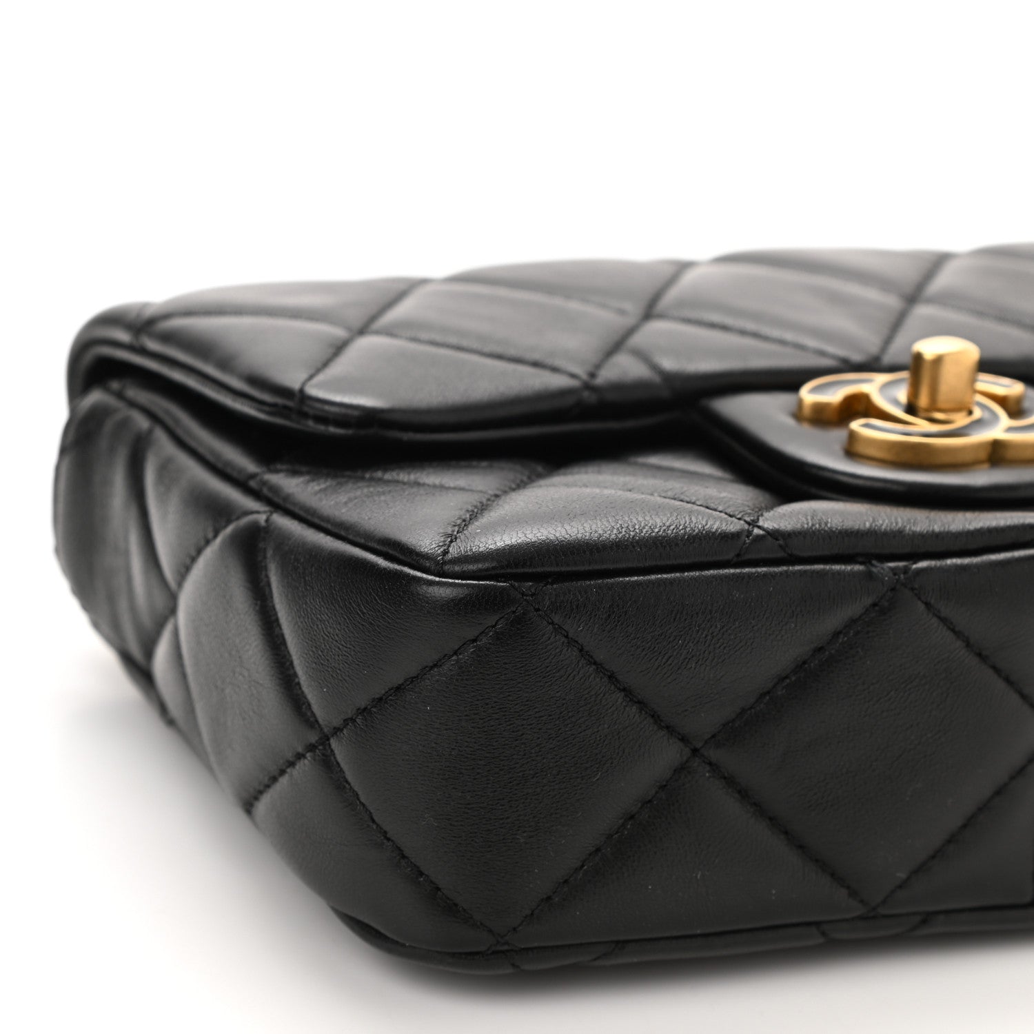 Chanel Lambskin Enamel Quilted Mini Pending CC Square Flap Black 9 of 11