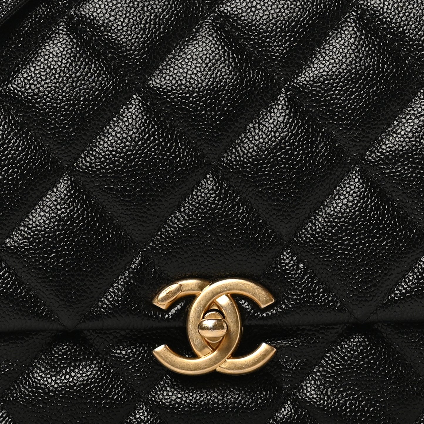 Shiny Caviar Quilted Large Chain Melody Flap Black