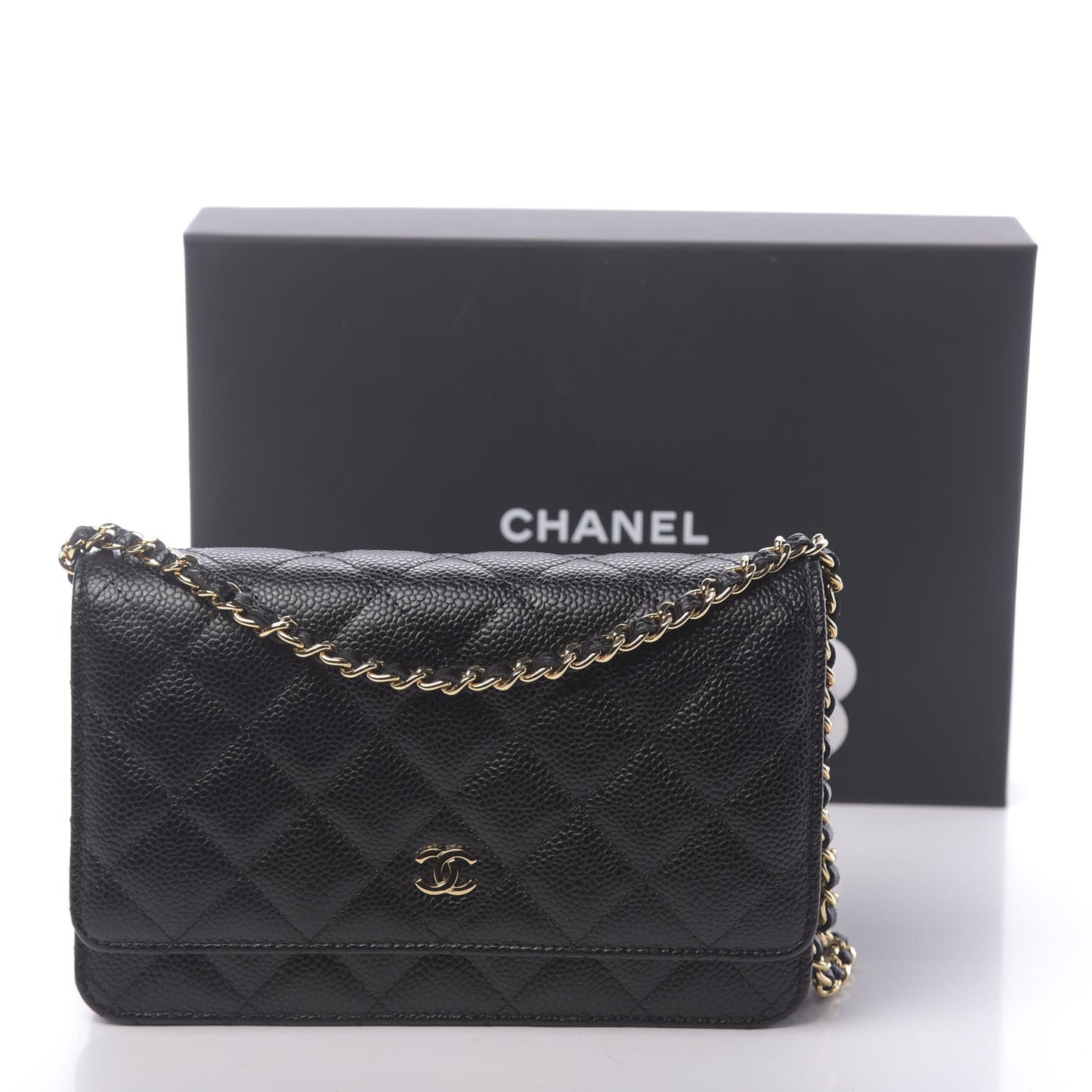 Caviar Quilted Wallet On Chain WOC Black