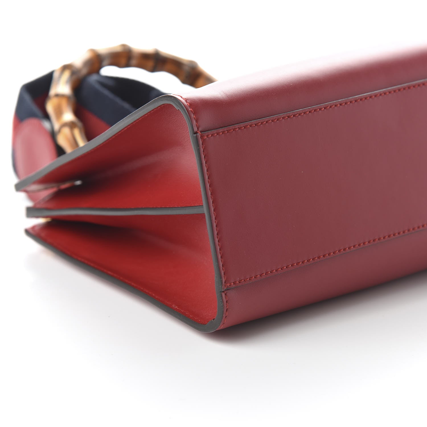 Gucci Nappa Bamboo Web Small Nymphaea Top Handle Bag Hibiscus Red 6 of 10