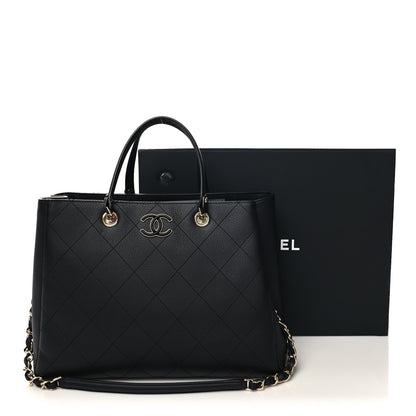 Chanel Bullskin Stitched Medium Shopping Bag Black 11 of 11
