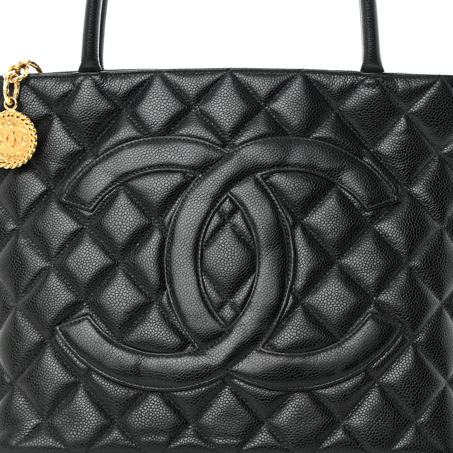 Caviar Quilted Medallion Tote Black