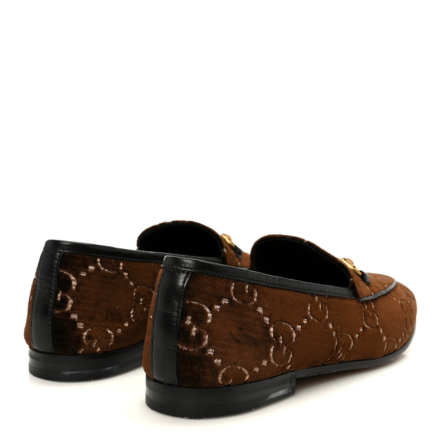 Velvet GG Monogram Horsebit Womens Jordaan Loafers 40 Brown Black