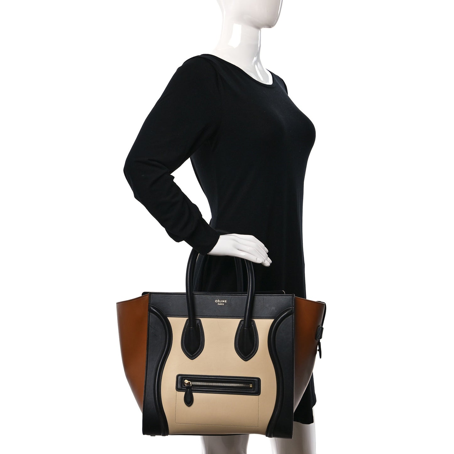 Satin Calfskin Mini Tri-Color Luggage Seashell
