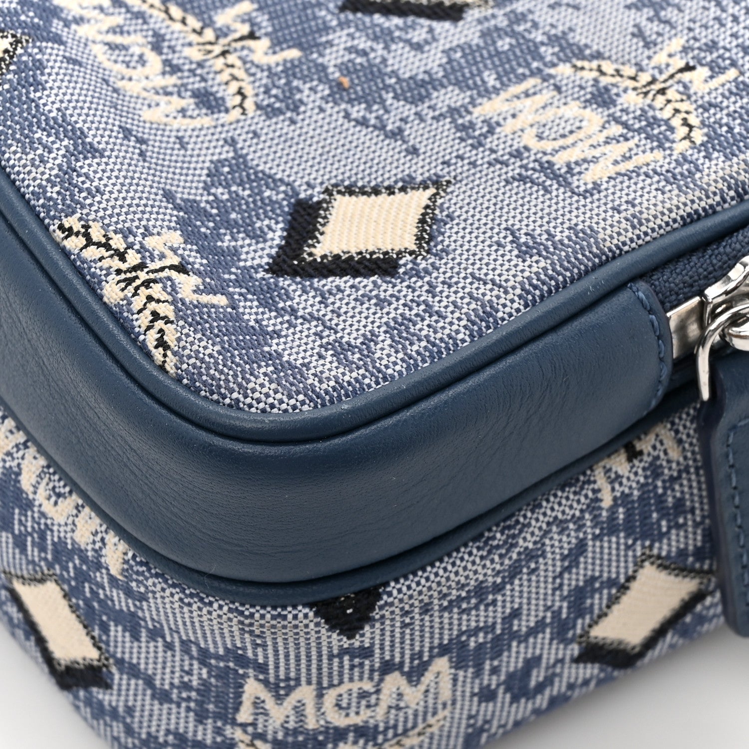 MCM Vintage Jacquard Monogram Small Aren Crossbody Blue 11 of 11
