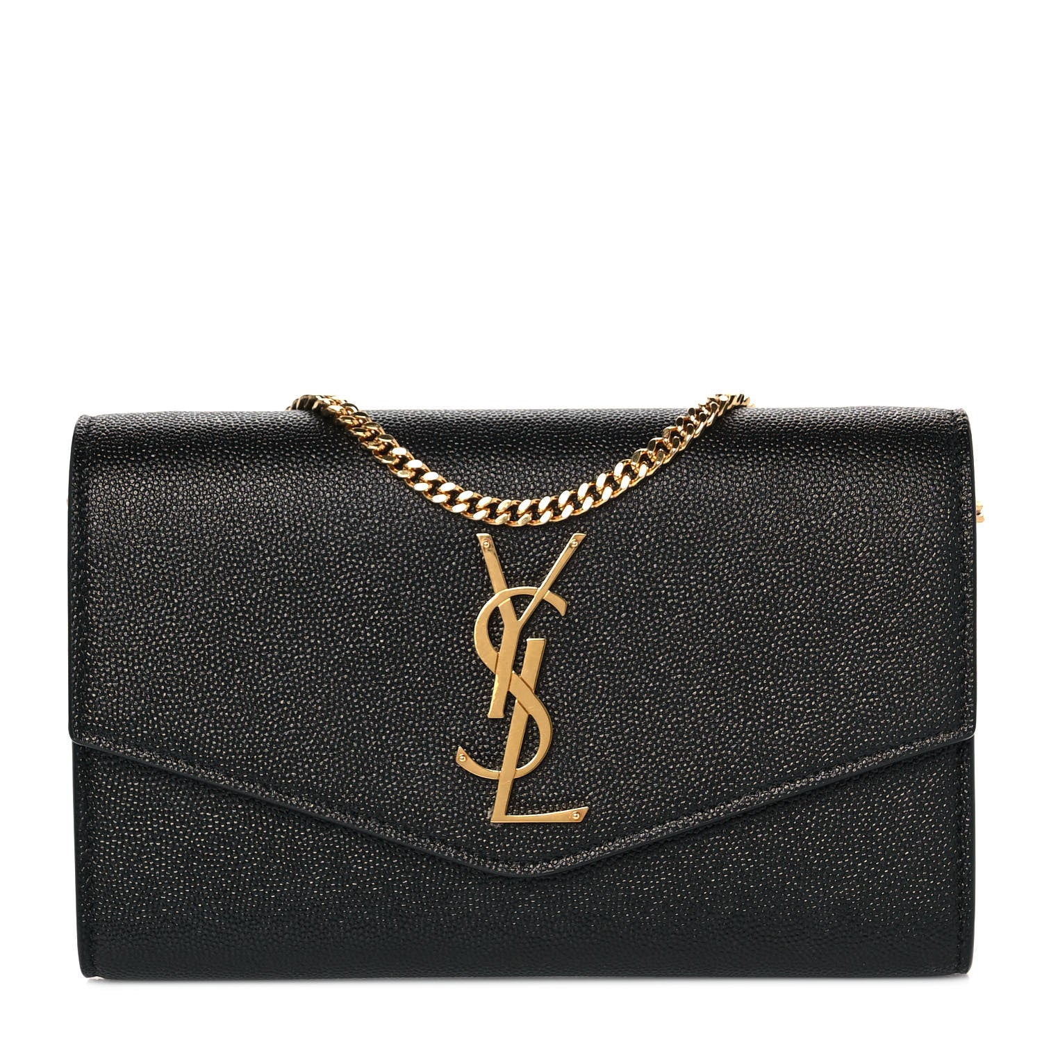 Saint Laurent Grain De Poudre Uptown Chain Wallet Black 2 of 11