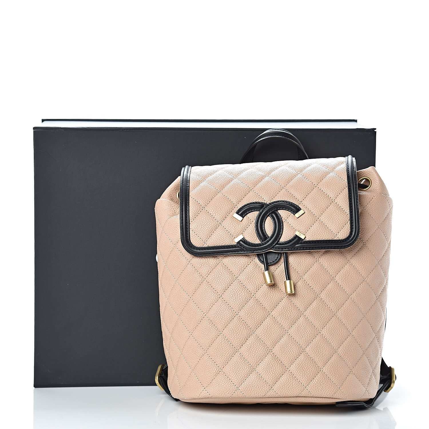 Chanel Caviar Quilted Filigree Backpack Beige Black 12 of 12