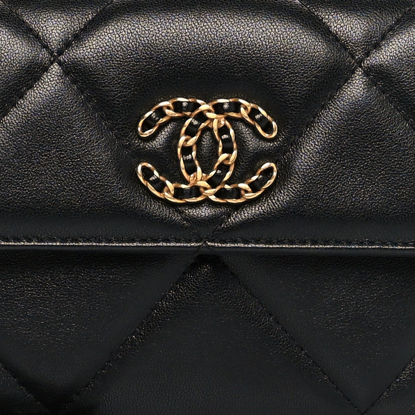 Lambskin Quilted Chanel 19 Flap Clutch Black