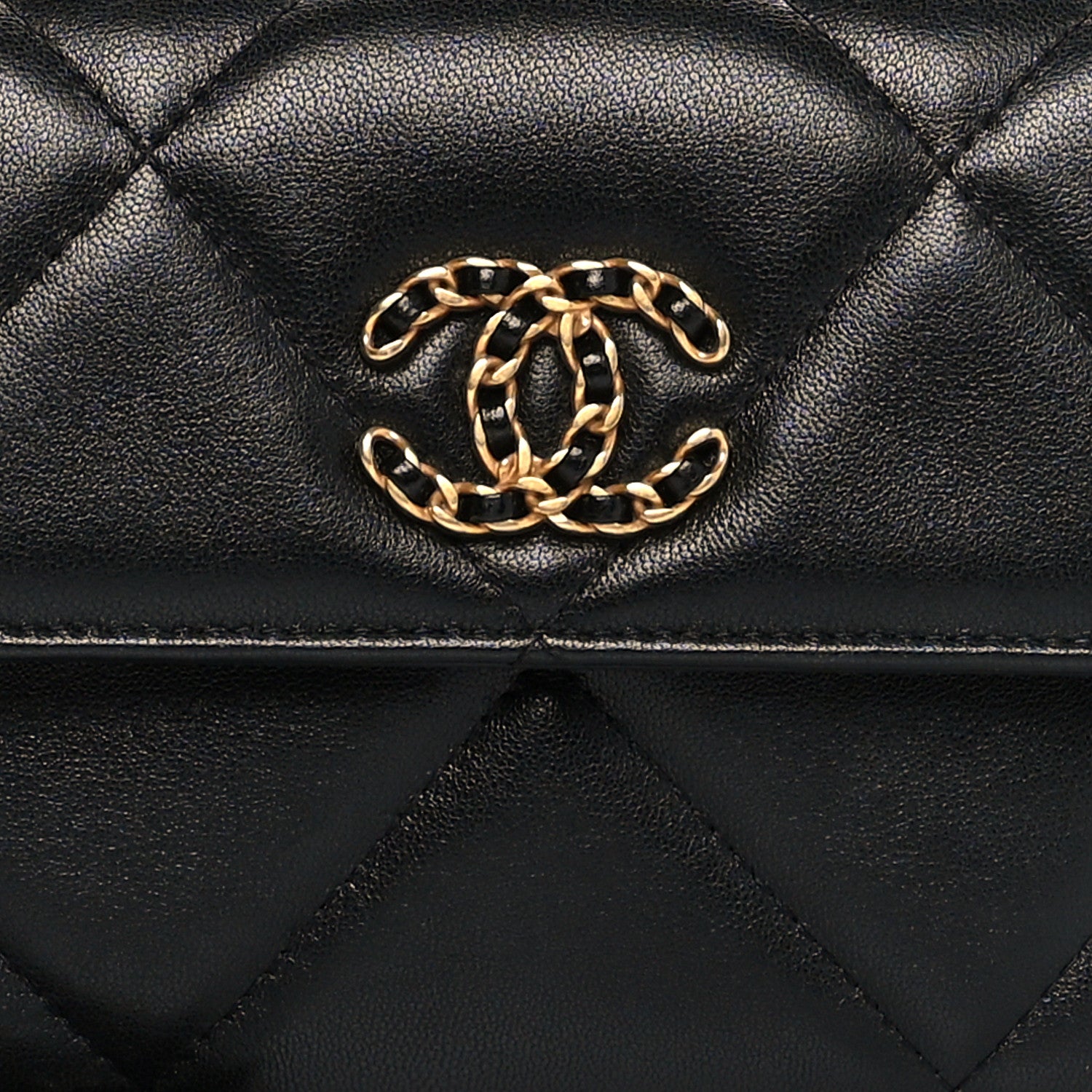 Chanel Lambskin Quilted Chanel 19 Flap Clutch Black 9 of 12