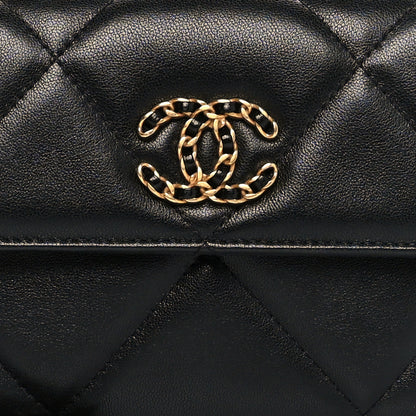 Chanel Lambskin Quilted Chanel 19 Flap Clutch Black 9 of 12