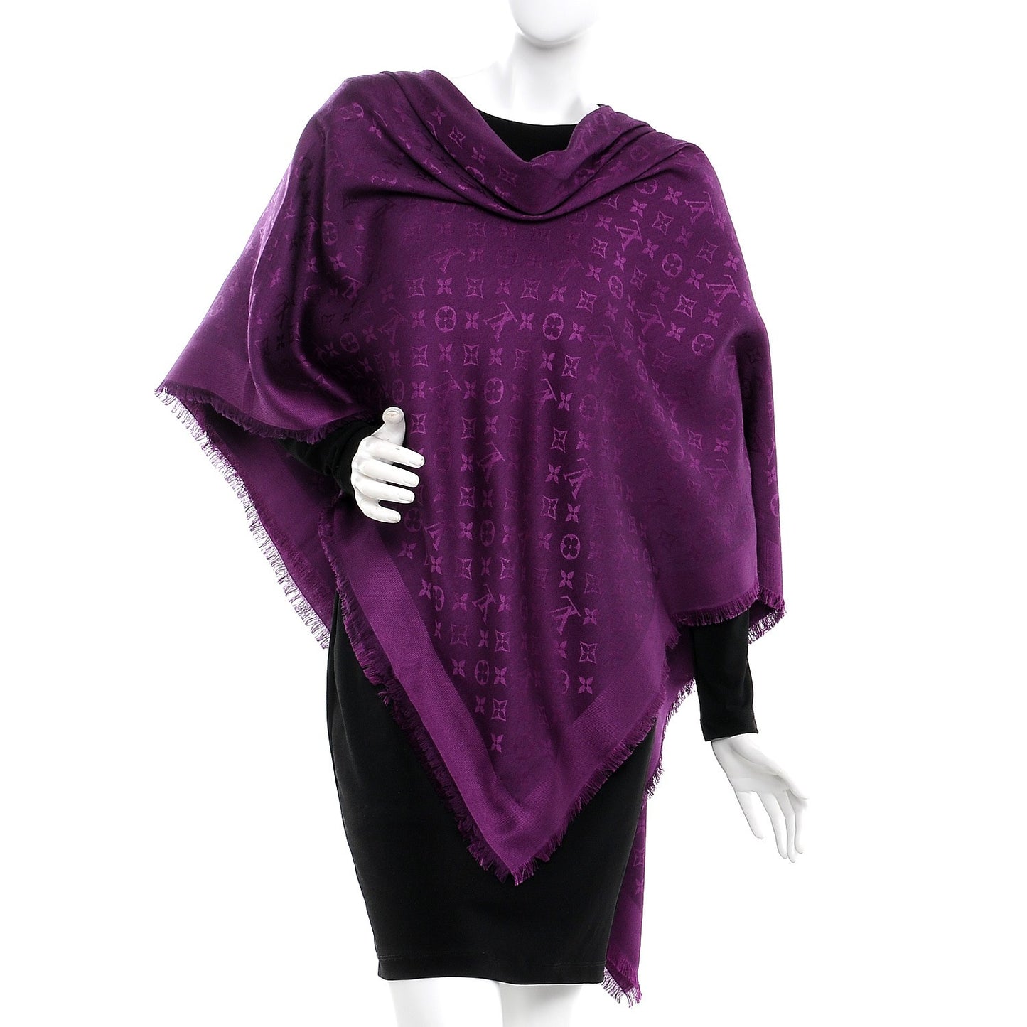 Silk Wool Monogram Shawl Cassis