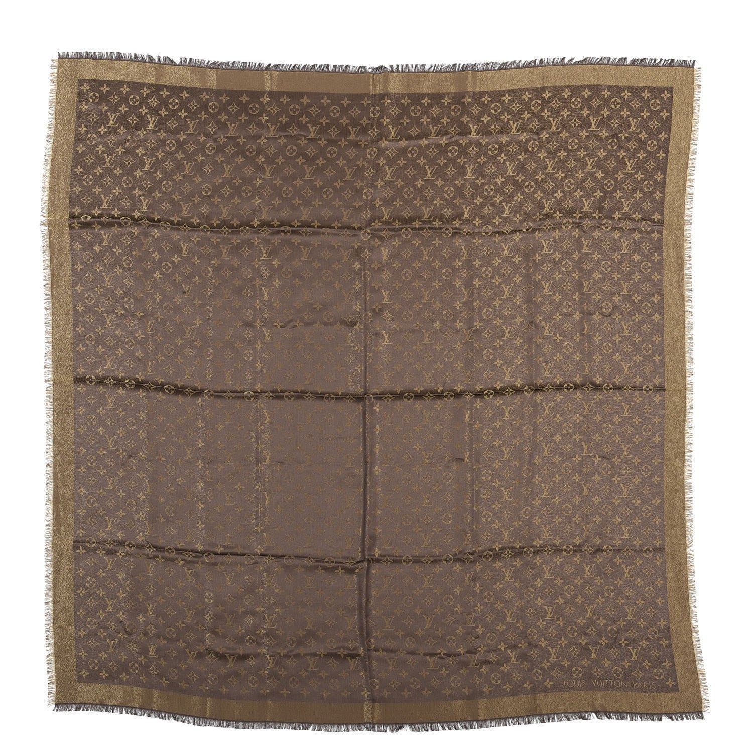 Louis Vuitton Silk Lurex Wool Monogram Shine Shawl Marron 1 of 3
