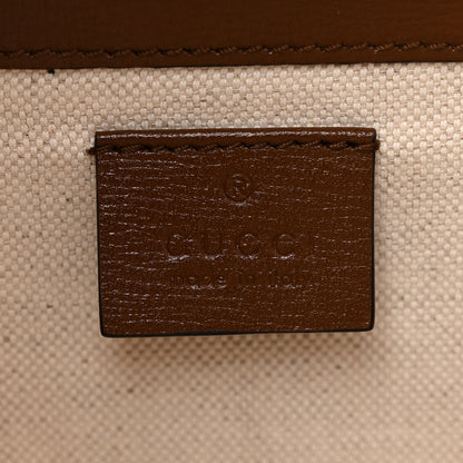 Gucci GG Supreme Monogram Azalea Calfskin Mini Horsebit 1955 Foldover Top Handle Bag Beige Ebony Brown Sugar 6 of 10