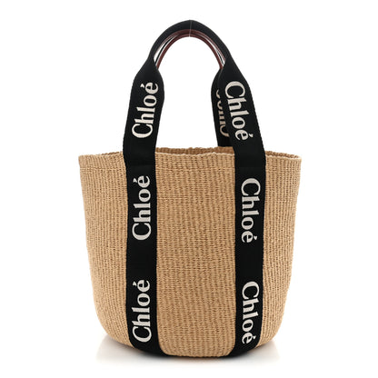 Chloe Raffia Large Woody Tote Black 1 of 8