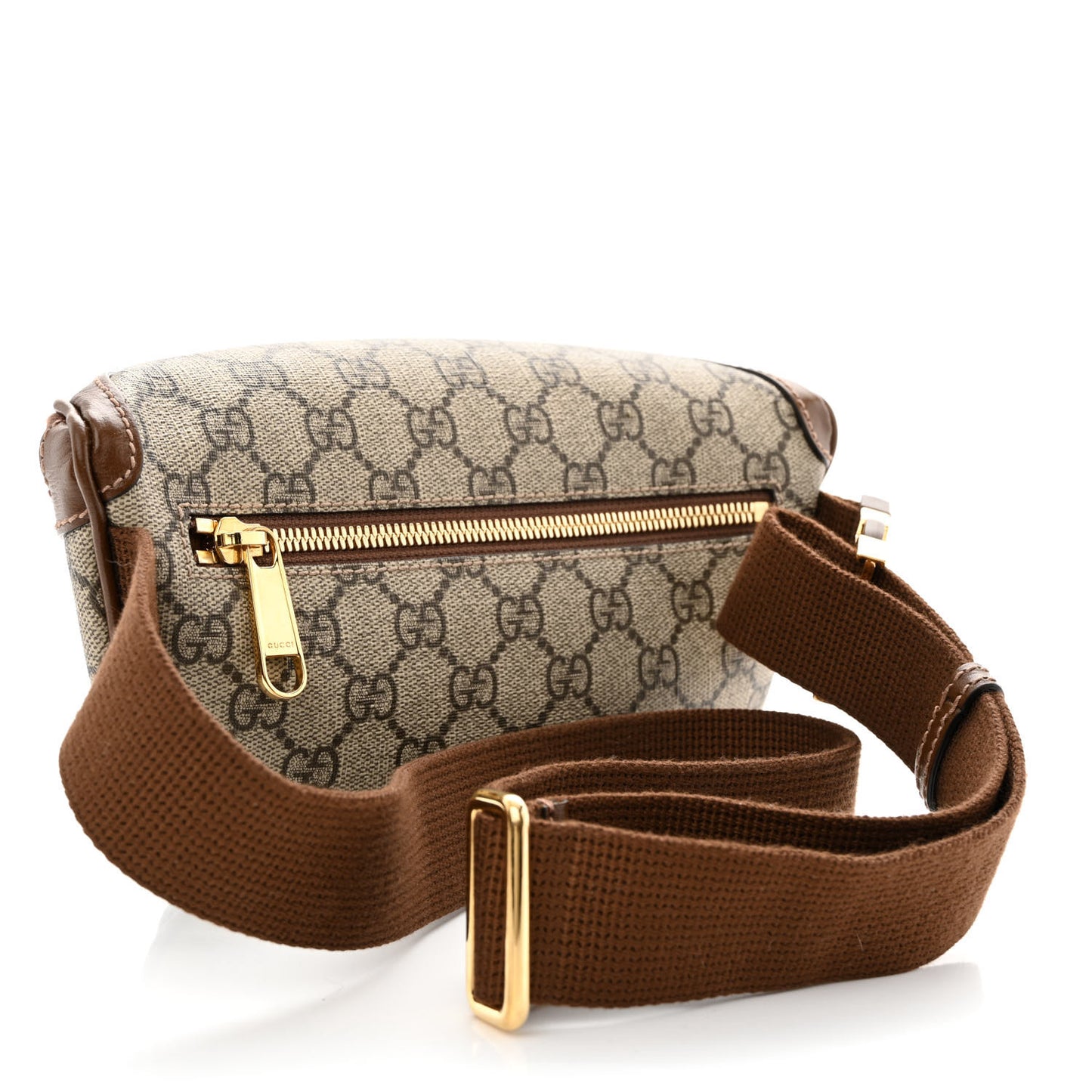 GG Supreme Monogram Textured Calfskin Retro Interlocking G Belt Bag Beige Ebony Brown Sugar