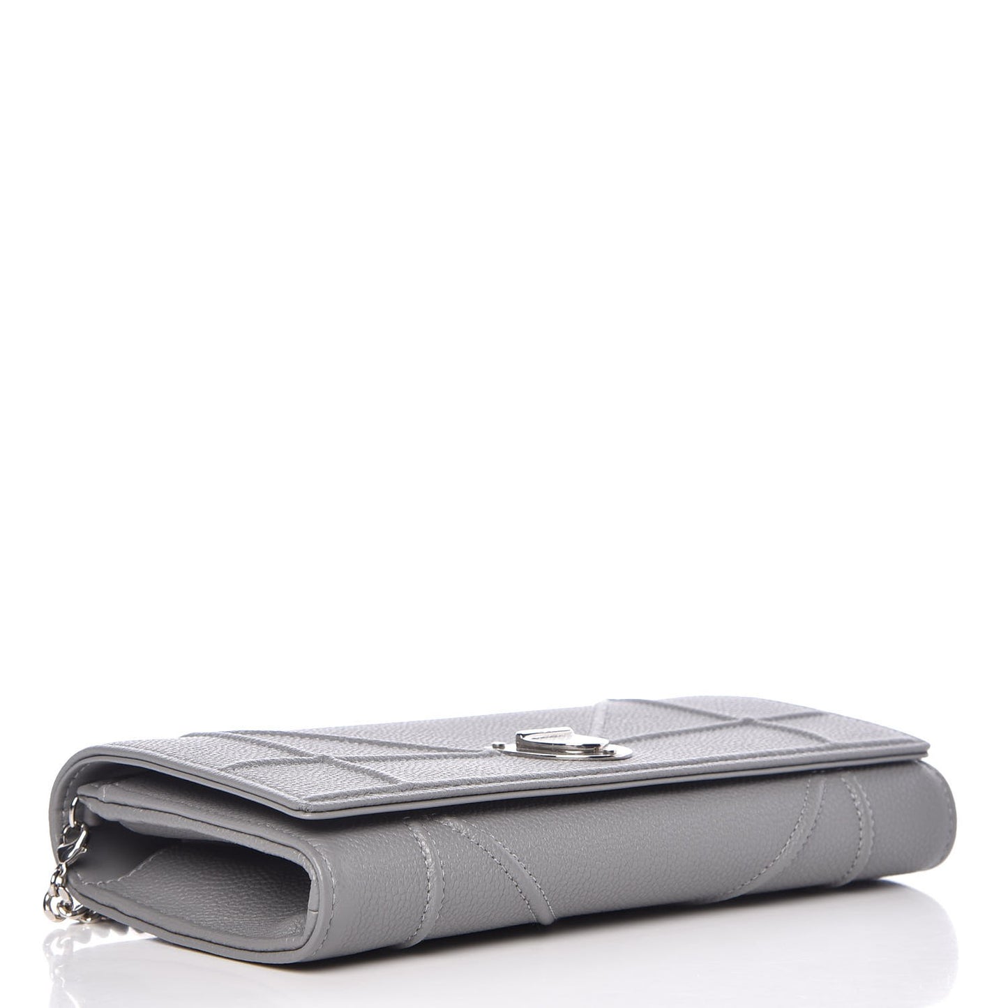 Grained Calfskin Diorama Croisiere Chain Wallet Gris