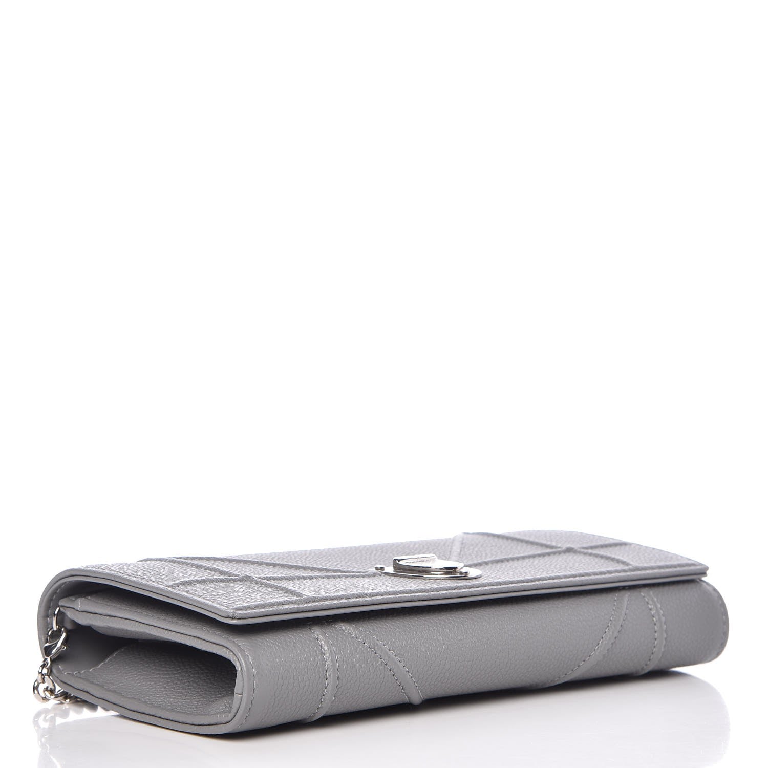 Christian Dior Grained Calfskin Diorama Croisiere Chain Wallet Gris 4 of 7