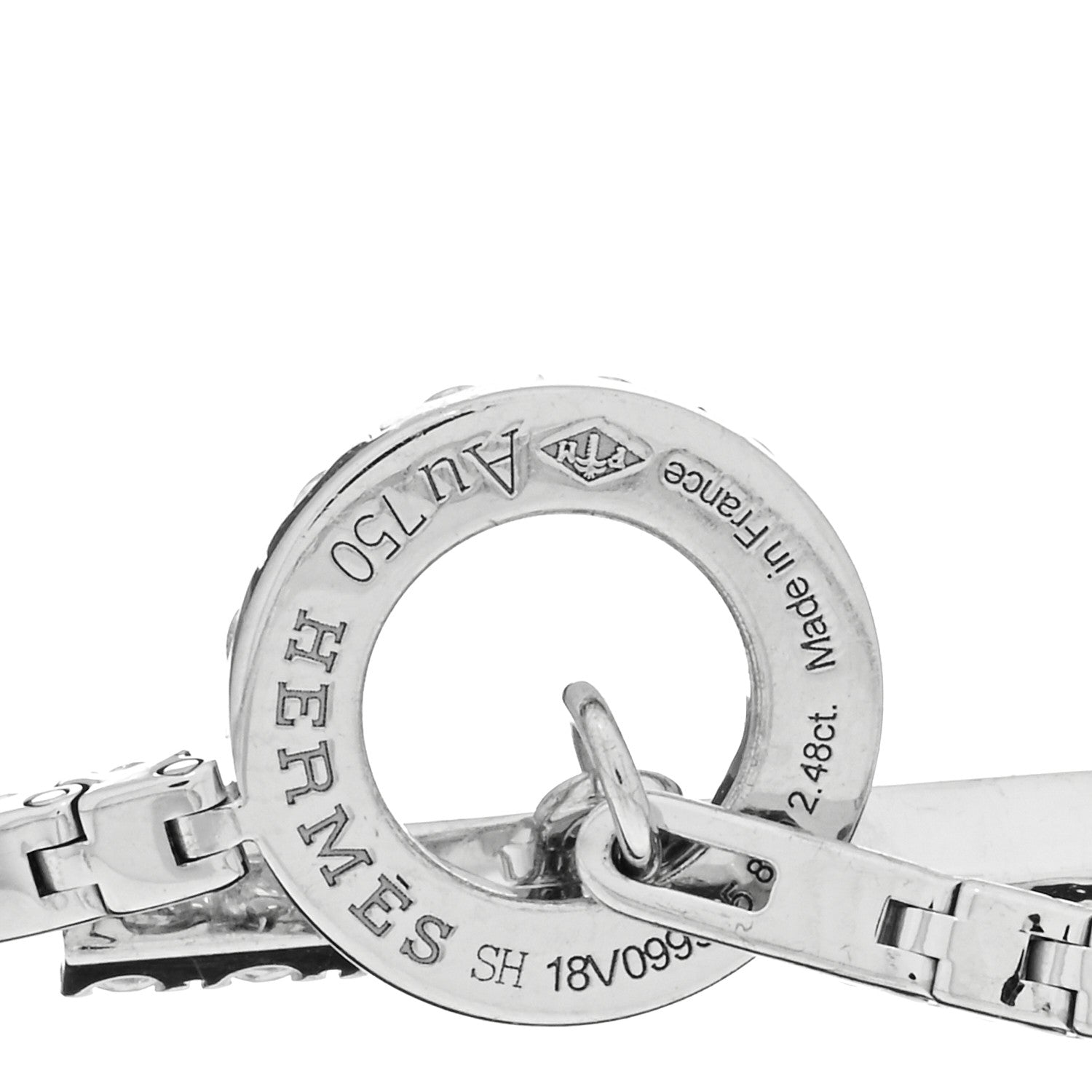 Hermes 18K White Gold Diamond Finesse Link Bracelet SH 4 of 4