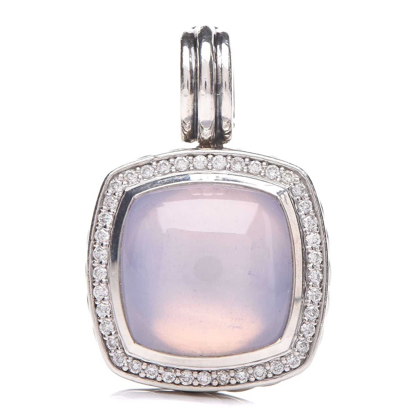 Sterling Silver Diamond Lavender Moon Quartz 14mm Albion Enhancer Pendant