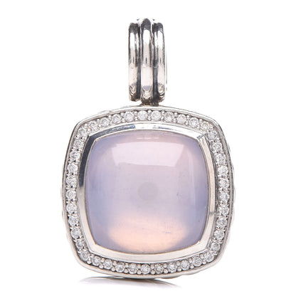 David Yurman Sterling Silver Diamond Lavender Moon Quartz 14mm Albion Enhancer Pendant 1 of 4