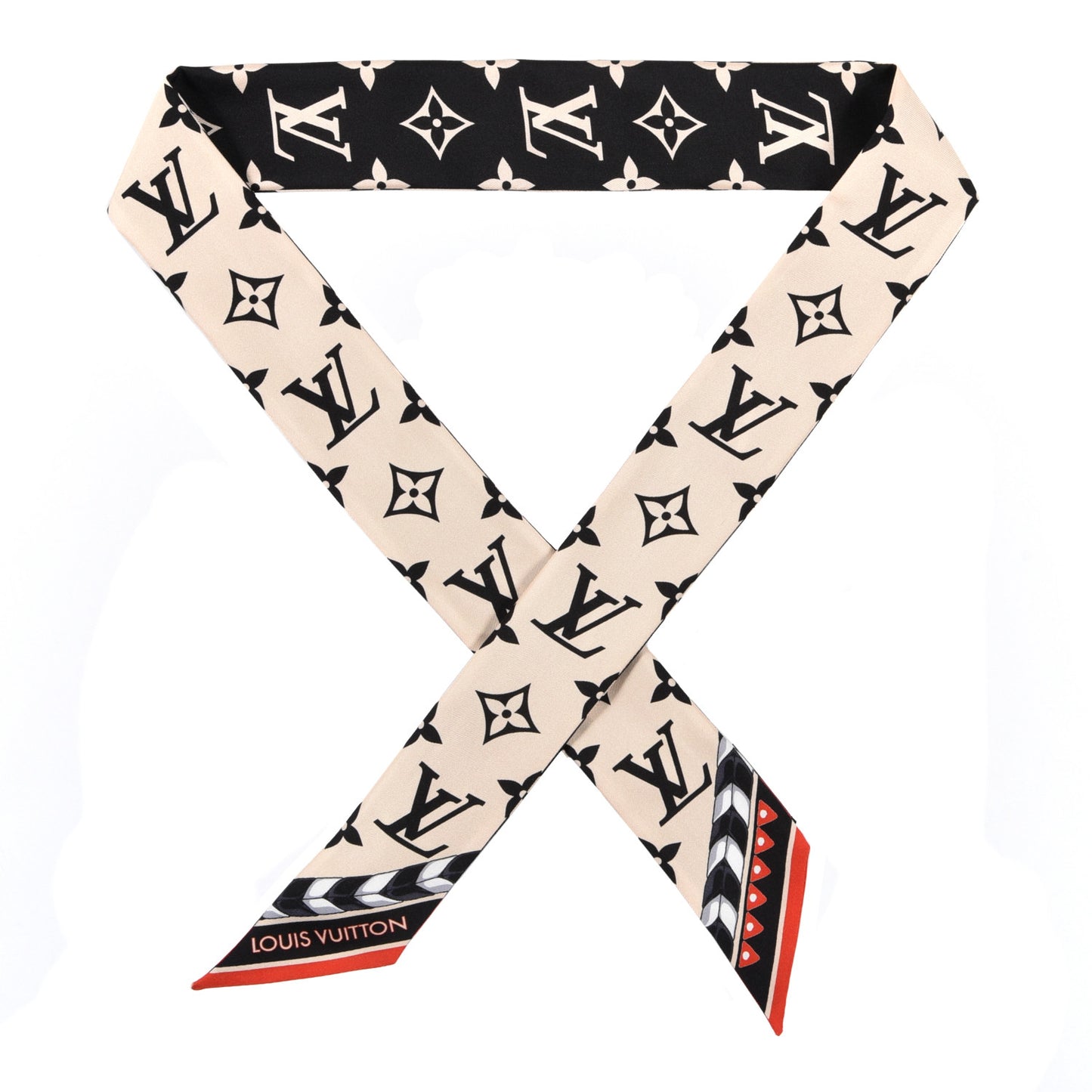 Silk Monogram LV Crafty Bi Color BB Bandeau Black Cream