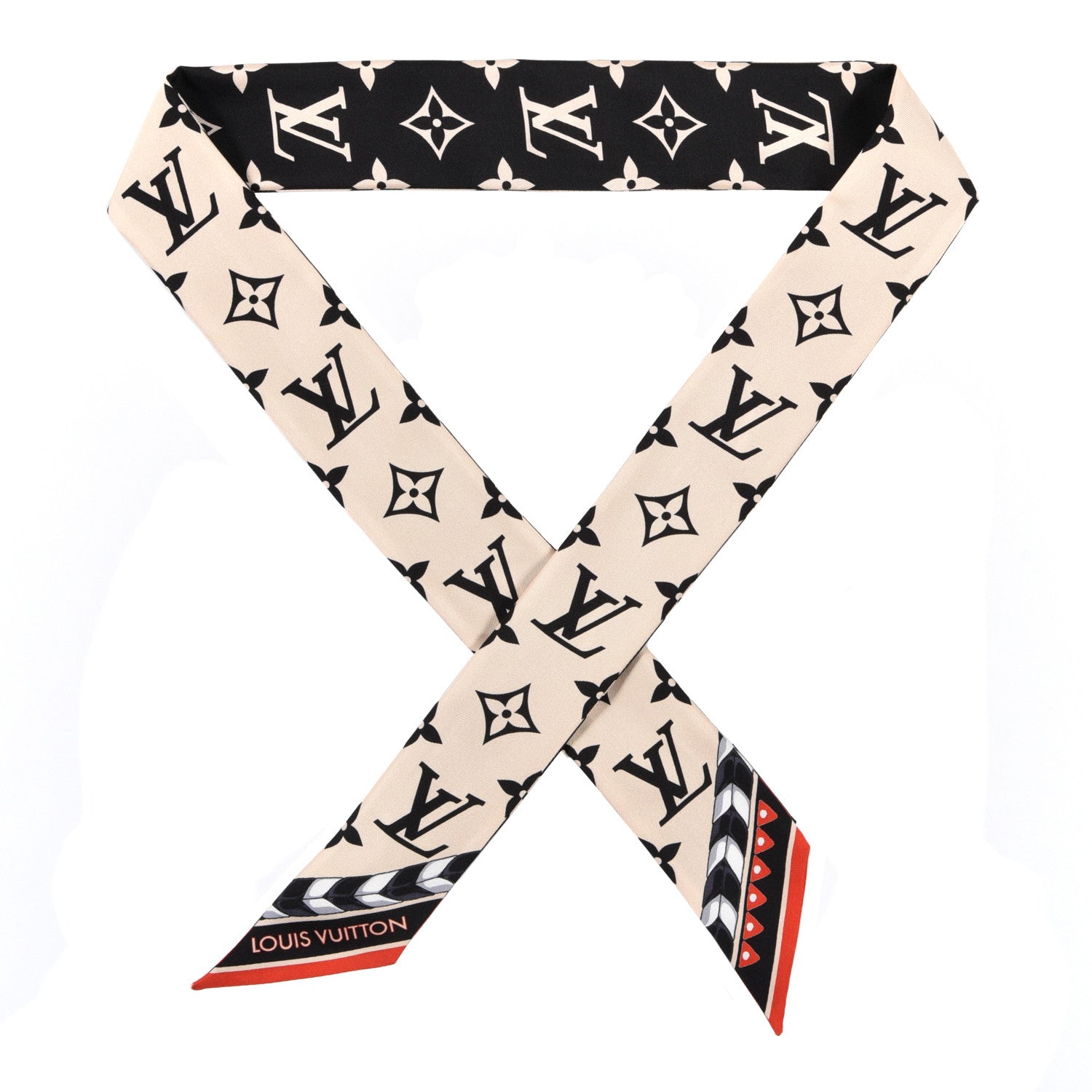 Louis Vuitton Silk Monogram LV Crafty Bi Color BB Bandeau Black Cream 1 of 3