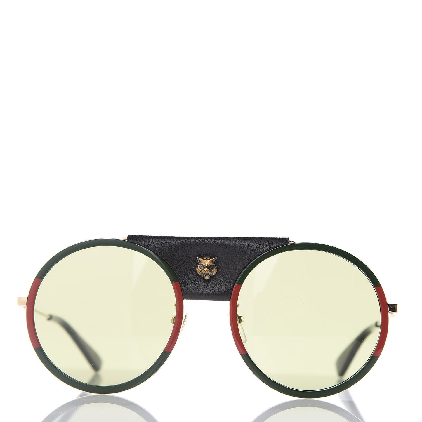 Round Frame Sunglasses GG0061S Gold Green