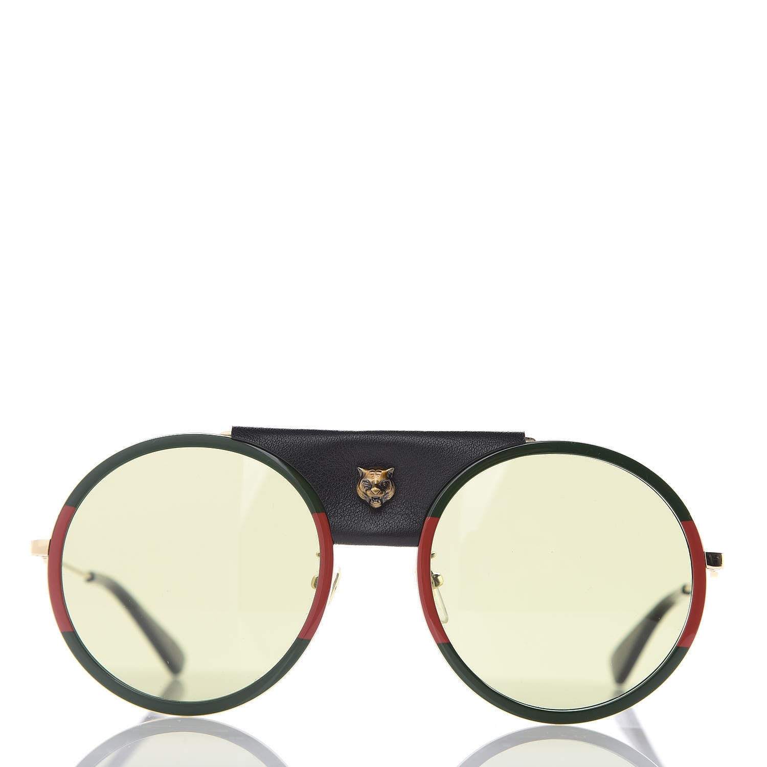 Gucci Round Frame Sunglasses GG0061S Gold Green 3 of 7