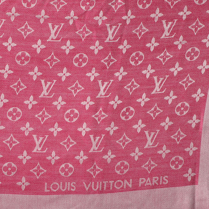 Louis Vuitton Wool Silk Monogram Denim Shawl Pivoine 1 of 5