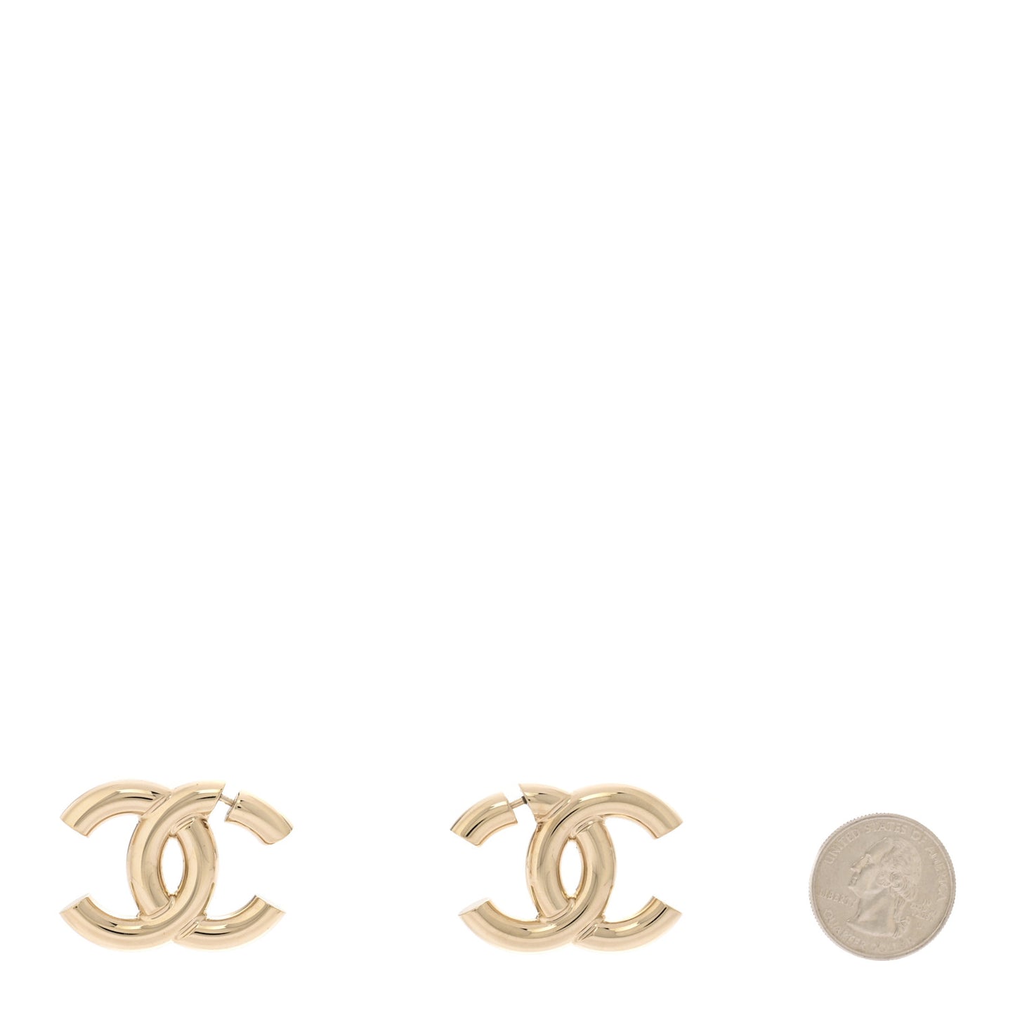 Metal Large CC Earrings Light Gold