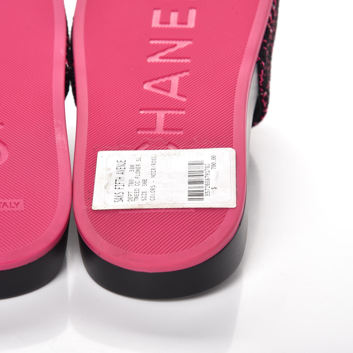 Chanel Tweed Grosgrain Camellia CC Flat Mules 36 Black Pink 6 of 10