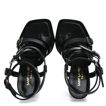 Saint Laurent Calfskin 105 Platz Platform Sandals 35 Black 2 of 14