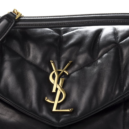 Saint Laurent Lambskin Quilted Medium Loulou Puffer Monogram Chain Satchel Black 12 of 12