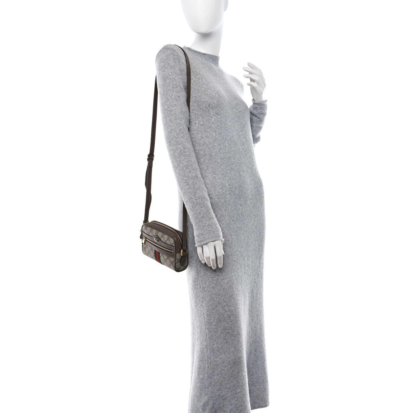 GG Supreme Monogram Web Mini Ophidia Shoulder Bag Brown