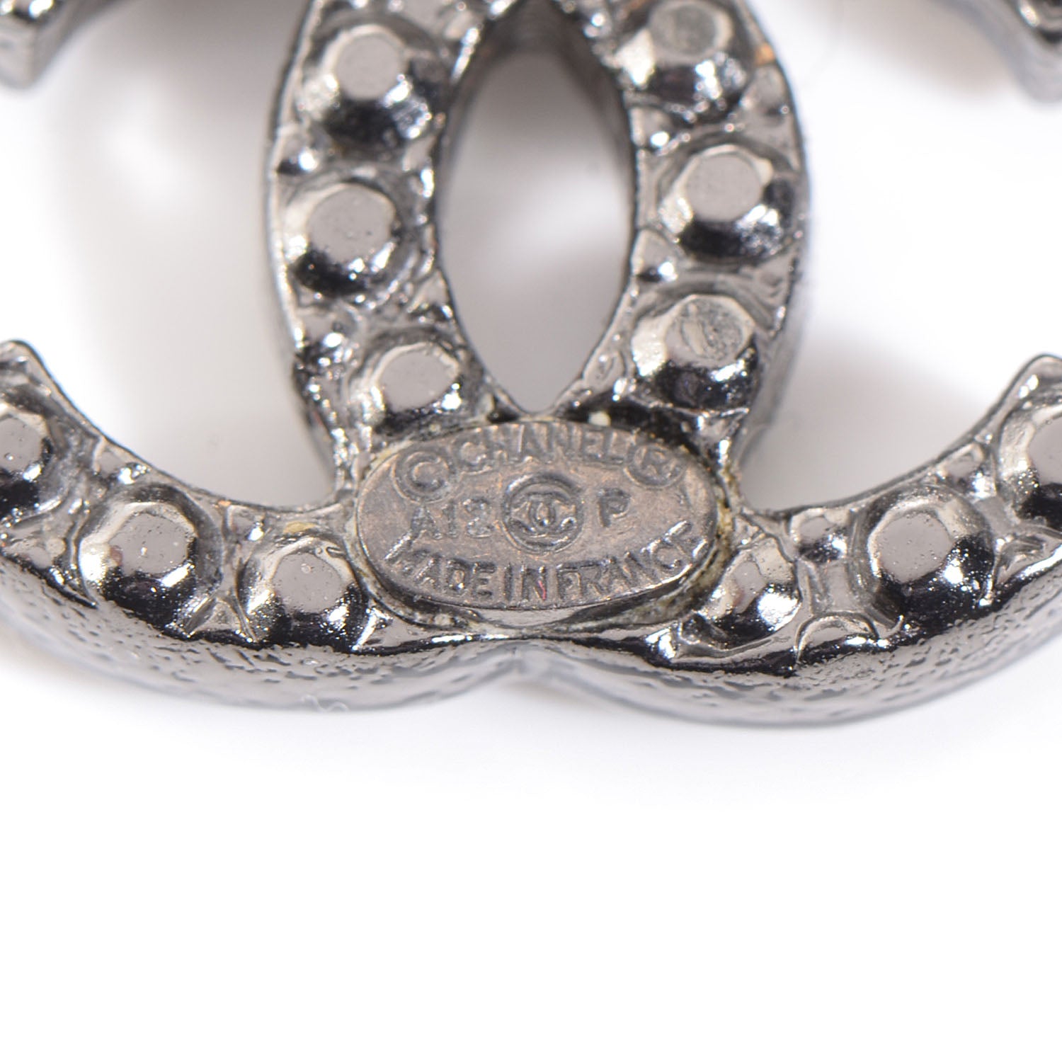 Chanel Pearl Crystal CC Earrings Black Silver 3 of 5
