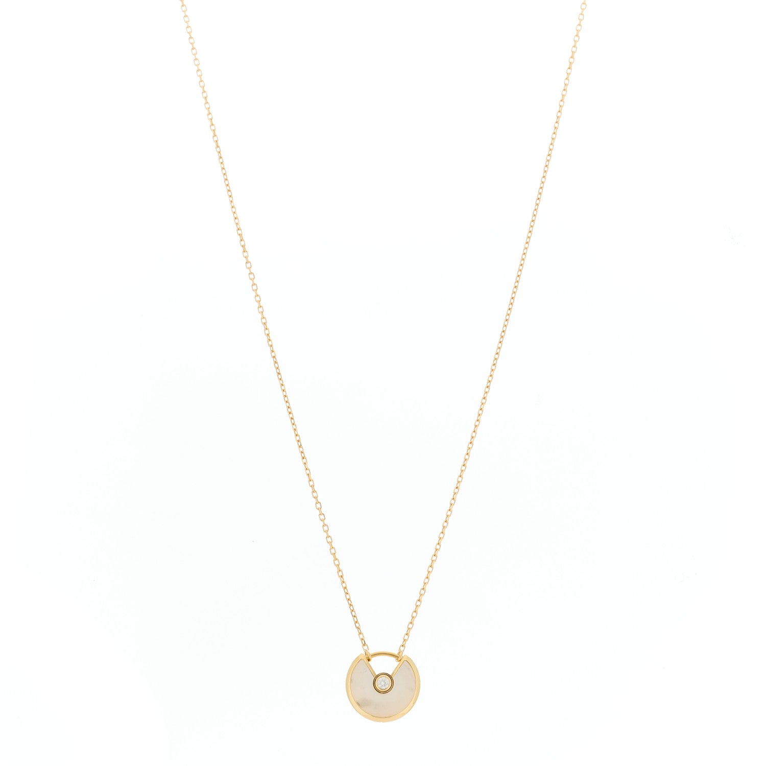 Cartier 18K Yellow Gold Diamond Mother of Pearl XS Amulette de Cartier Pendant Necklace 1 of 5