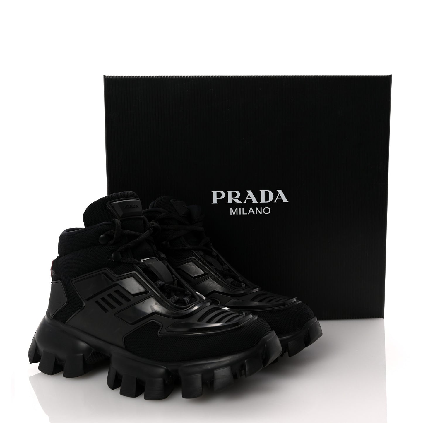 Rubber Technical Knit Fabric Cloudbust Thunder High Top Sneakers 37.5 Black
