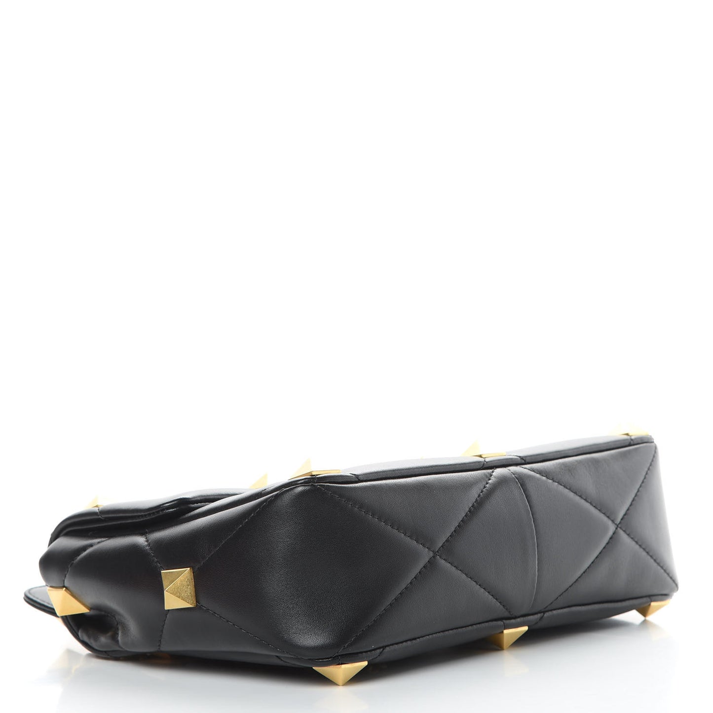 Nappa Large Roman Stud Shoulder Bag Black