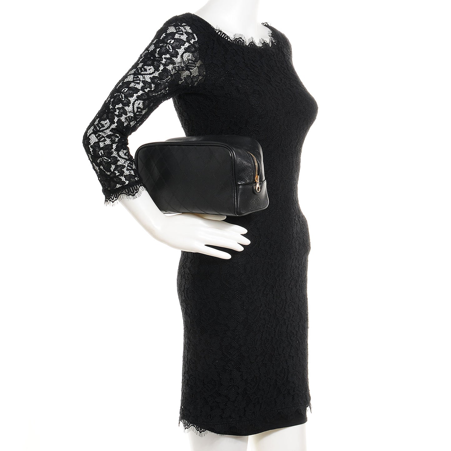 Calfskin Diamond Stitch Cosmetic Case